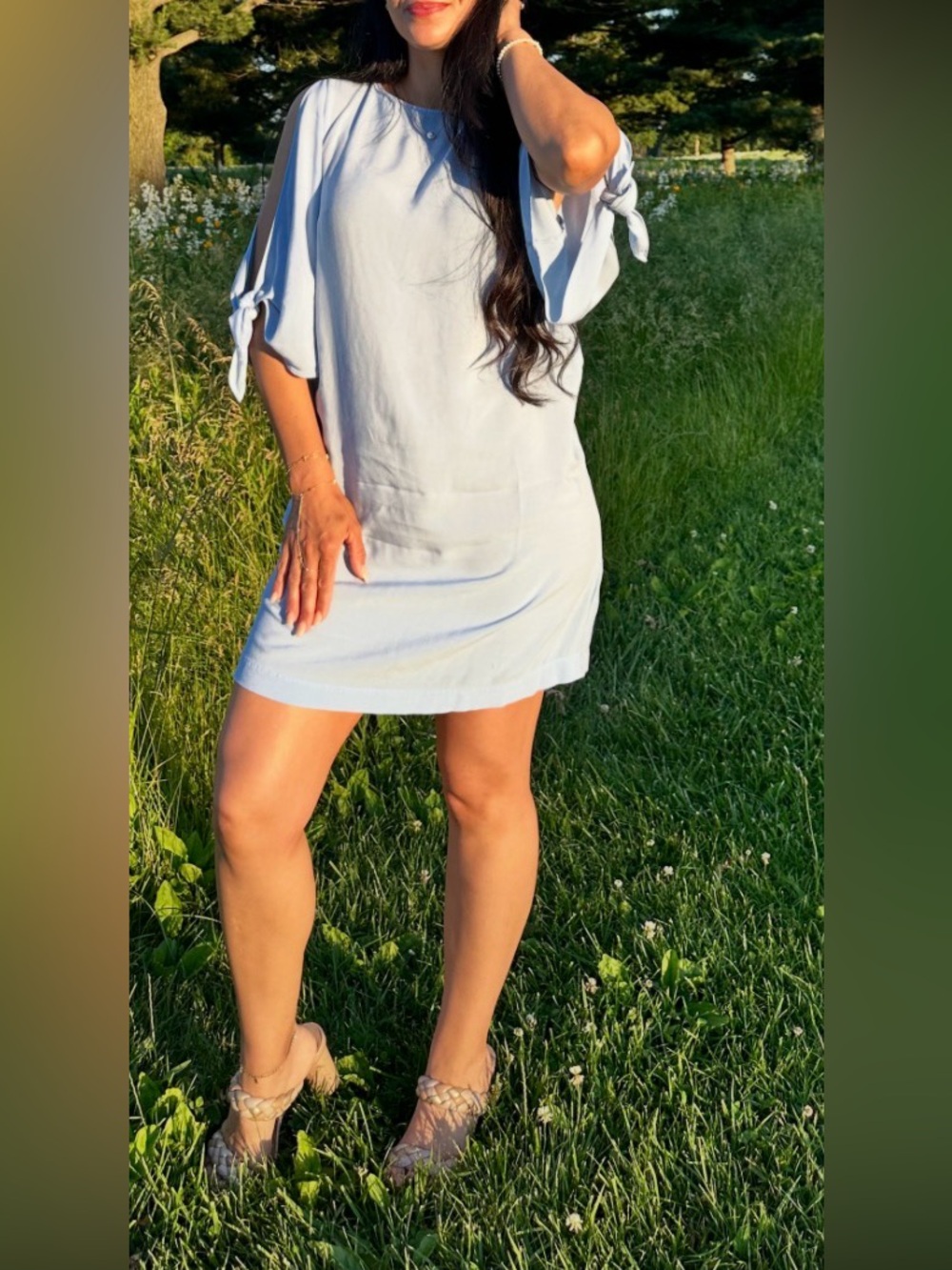 H&M Sky Blue Casual Shift Dress